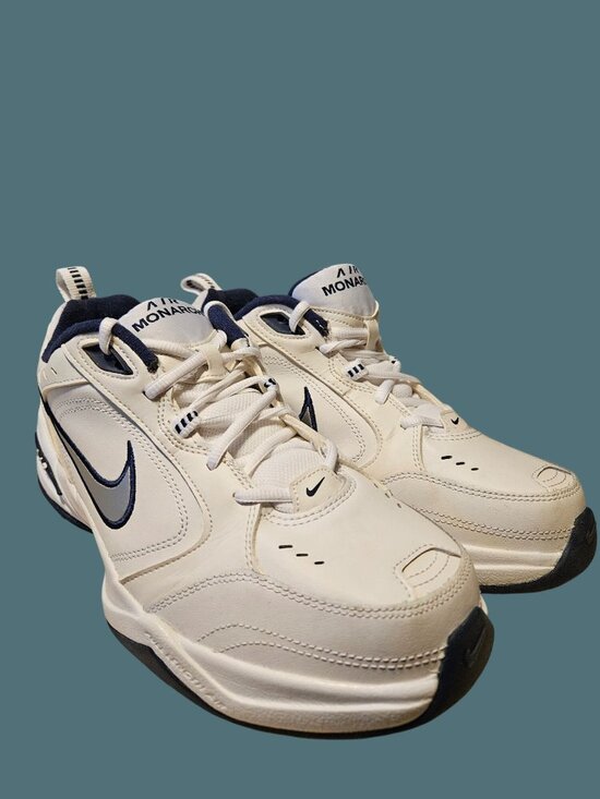 Nike Air Monarch IV White/Midnight Navy Sneakers Men Size 9.5 \